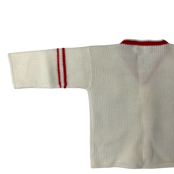 Vintage Hand Loomed Boys Baseball Mitt Acrylic Cardigan Sweater FLAW - Picture 4 of 4